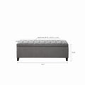 Tufted Top Soft Close Storage Bench Grey Polyester