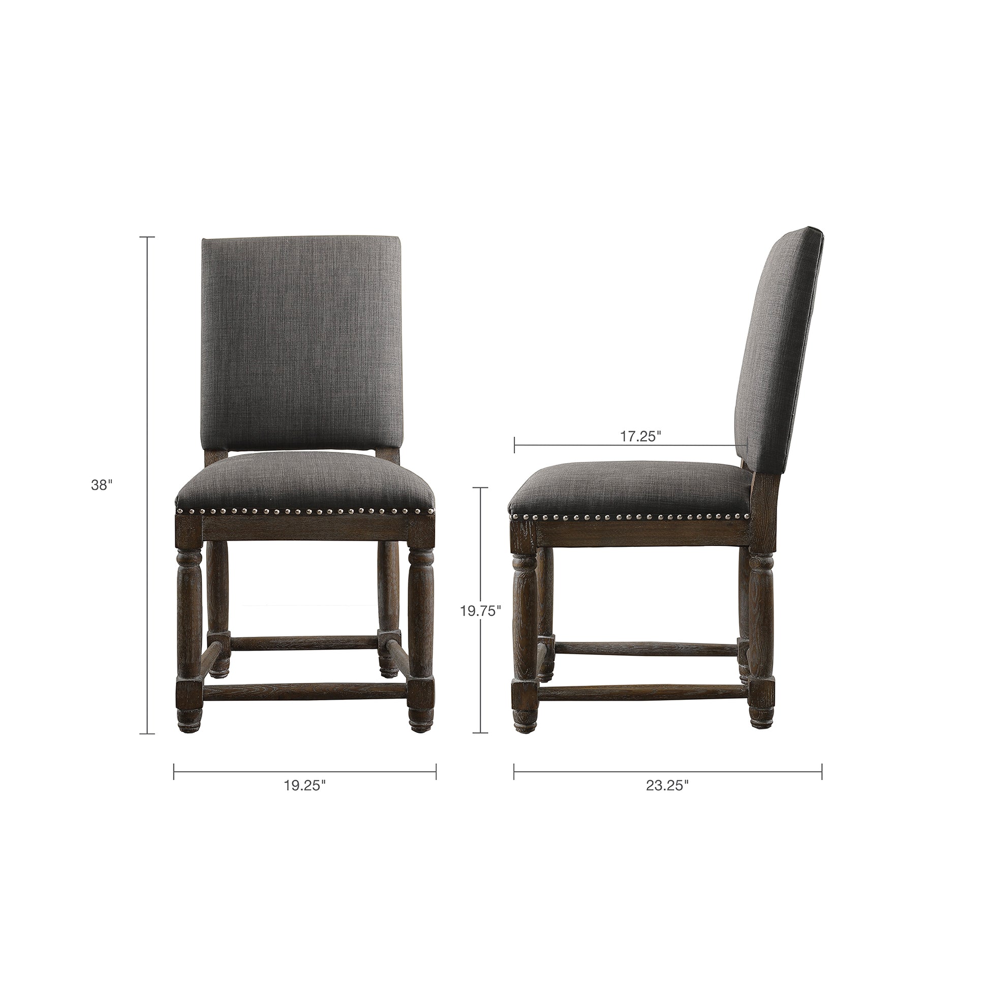 Dining Chair Set Of 2 Grey Polyester