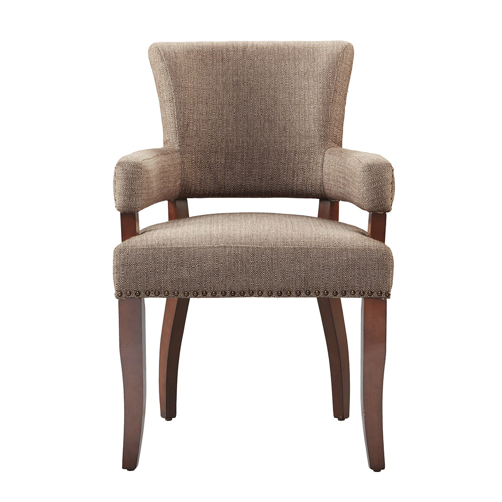 Arm Dining Chair Brown Polyester