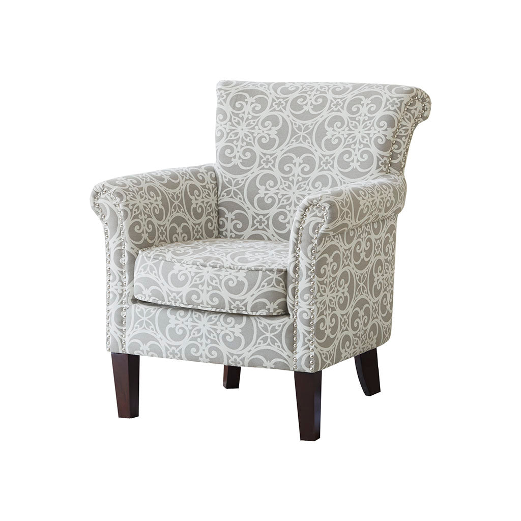 Brooke Tight Back Club Chair Grey Multi Solid Wood