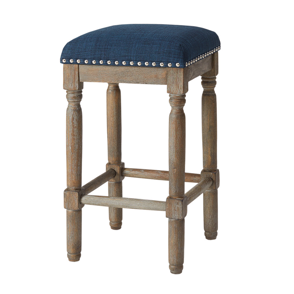 Counter Stool Set Of 2 Navy Polyester