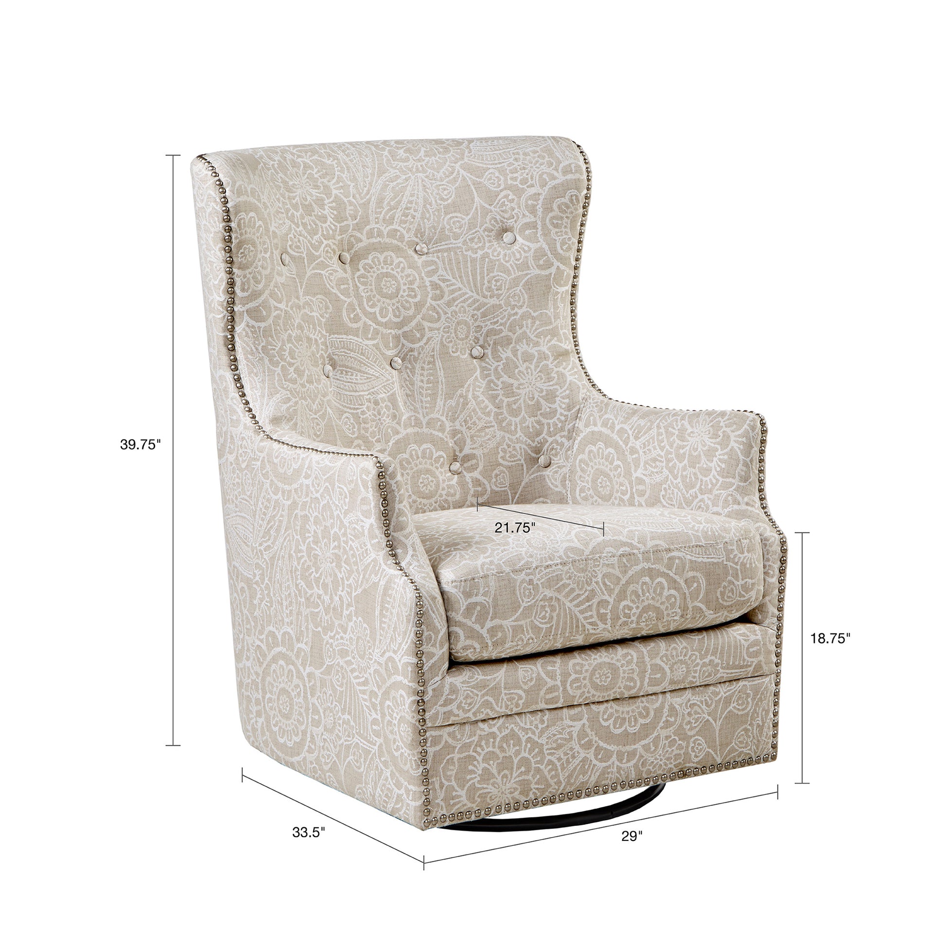 Ella Swivel Glider Chair Cream Solid Wood