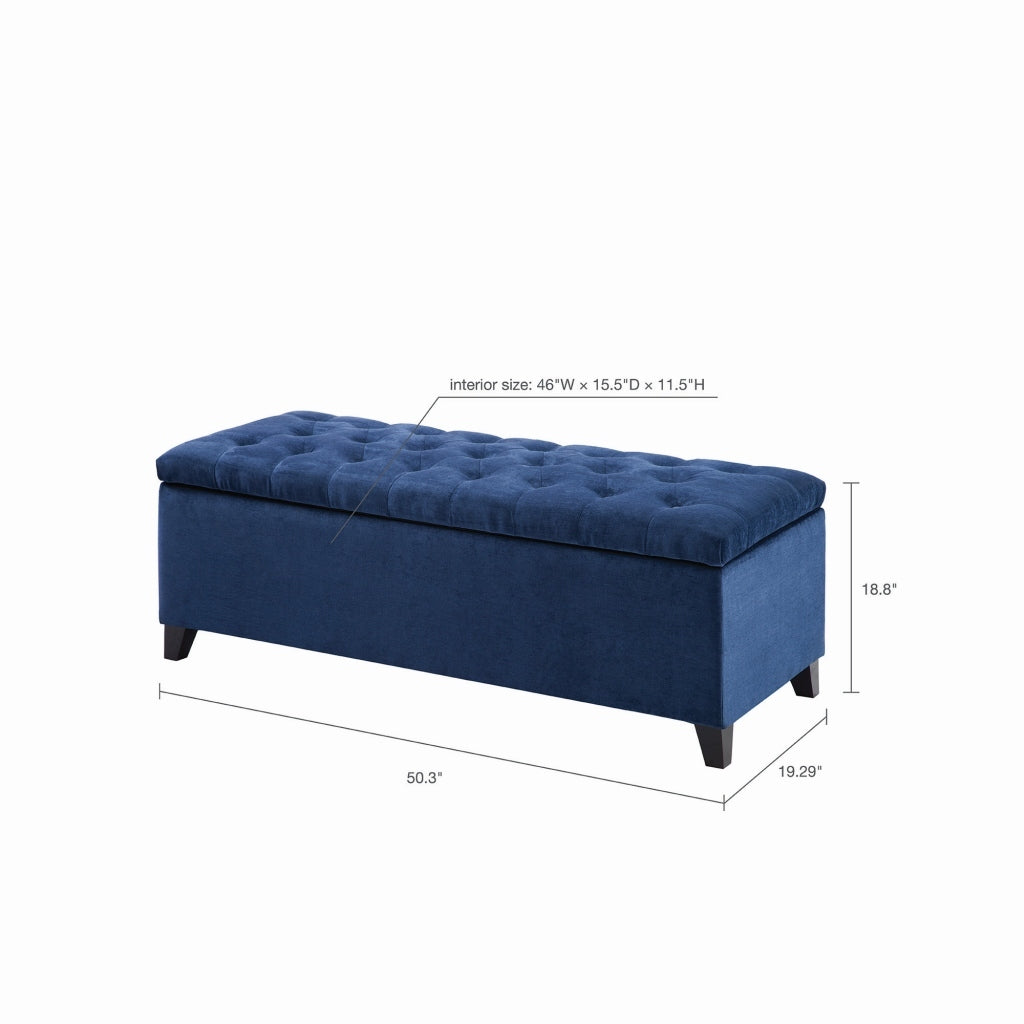Tufted Top Soft Close Storage Bench navy-polyester