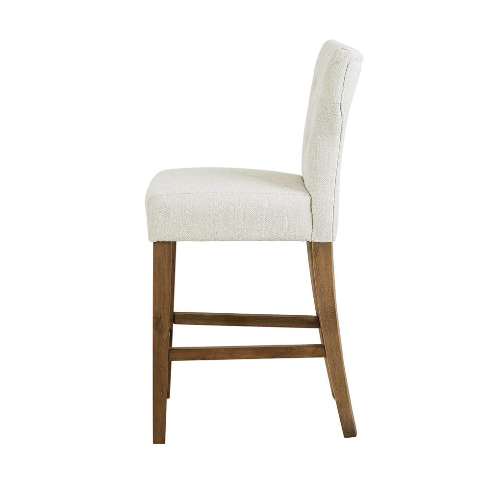 Tufted Back Counter Stool Cream Polyester