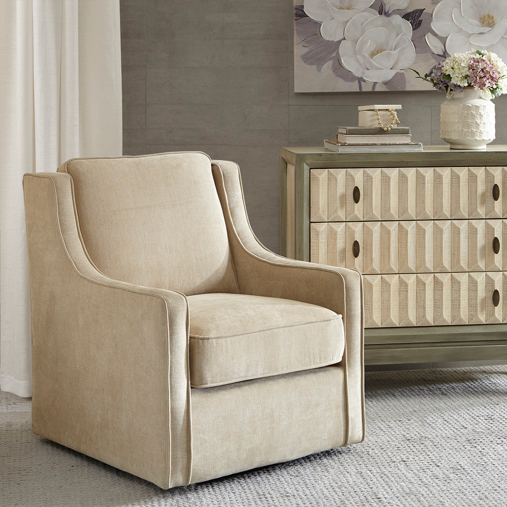 Harris Swivel Chair Cream Solid Wood