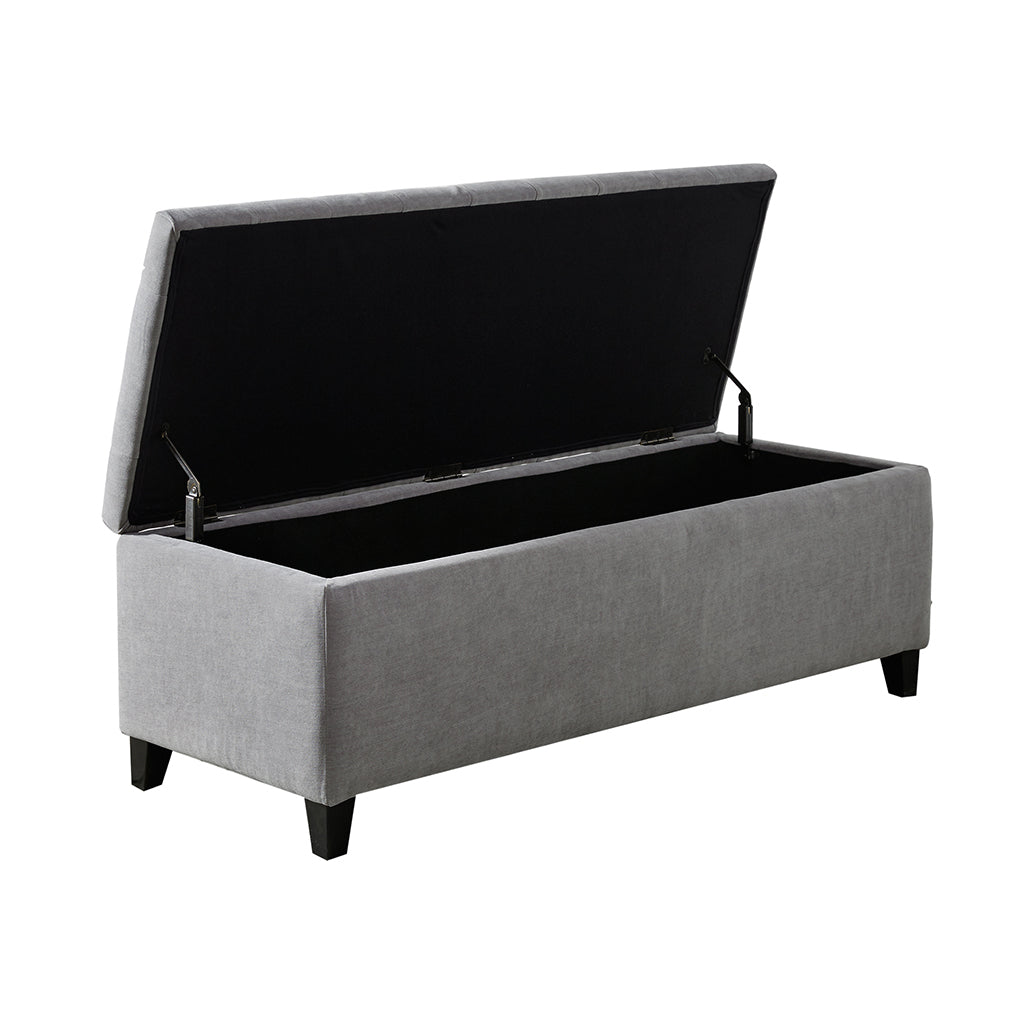 Tufted Top Soft Close Storage Bench Grey Polyester