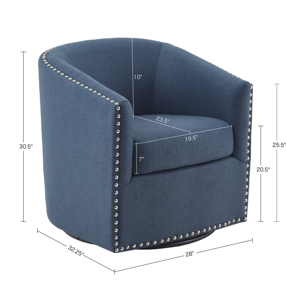 Tyler Swivel Chair Blue Solid Wood