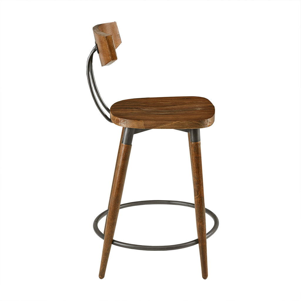 Frazier Counter Stool 24" With Back Brown Wood