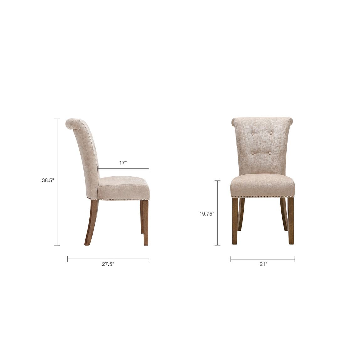 Colfax Dining Chair Set Of 2 Cream Polyester