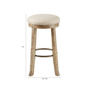 Backless Bar Stool With Swivel Seat Light Grey Polyester