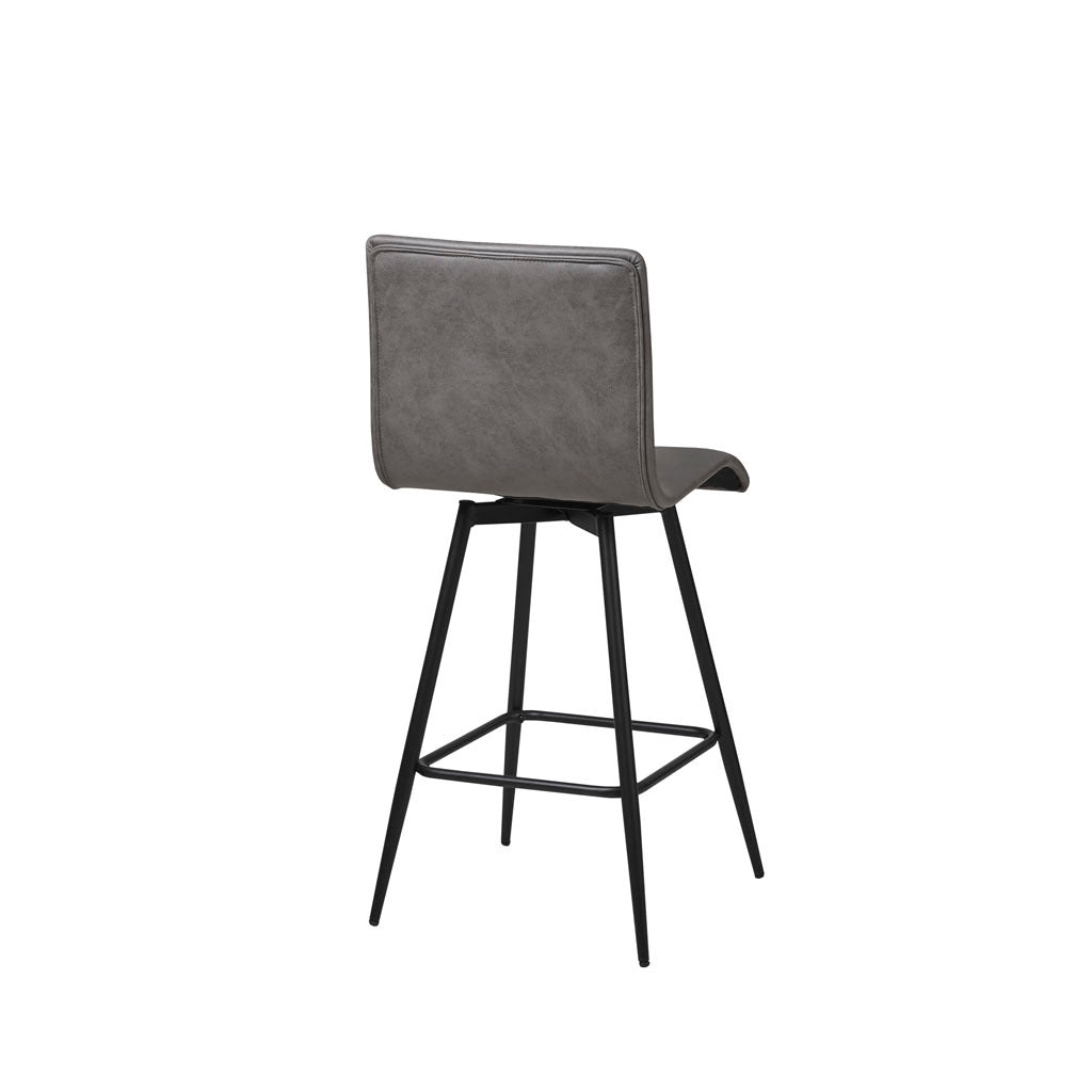 Faux Leather Swivel Counter Stool Grey Polyester