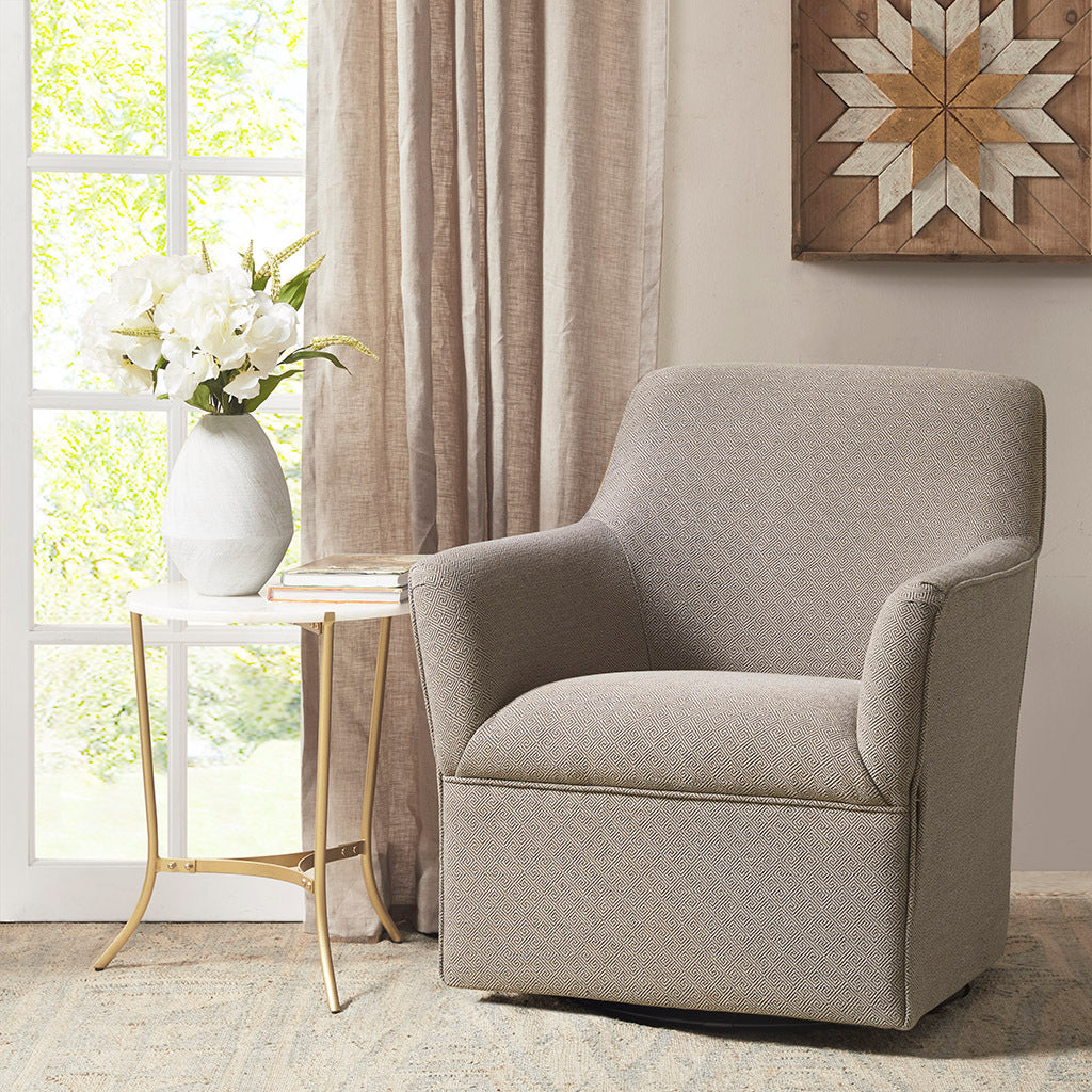 Augustine Swivel Glider Chair Grey Solid Wood