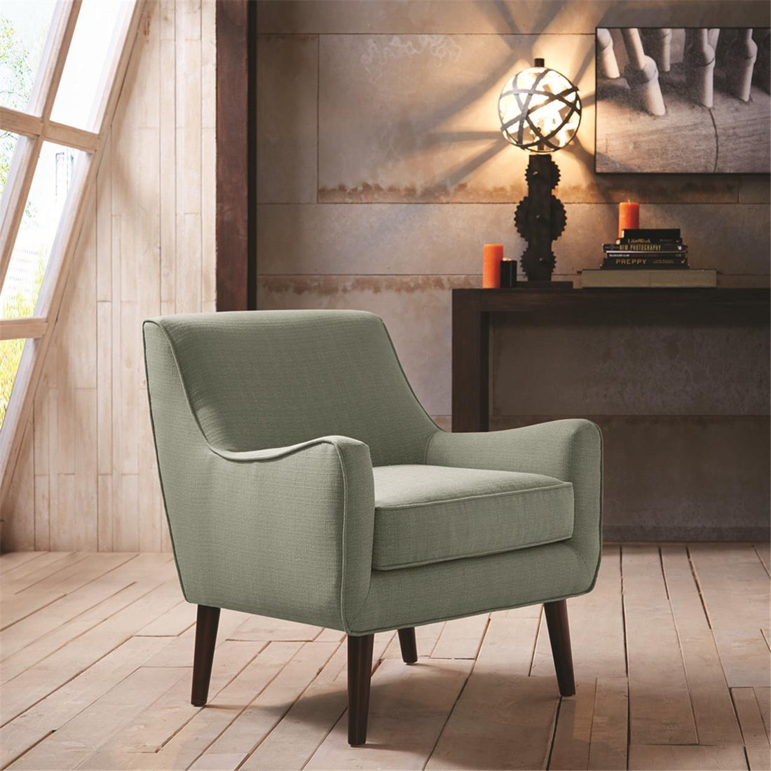 Mid Century Accent Chair Seafoam Polyester