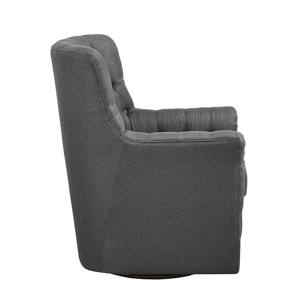 Mathis Swivel Glider Chair Gray Solid Wood