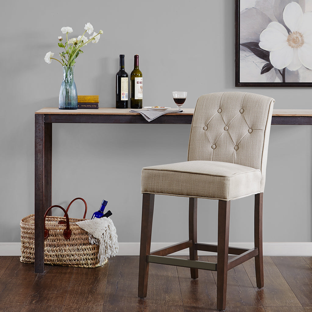 Tufted Counter Stool Tan Polyester