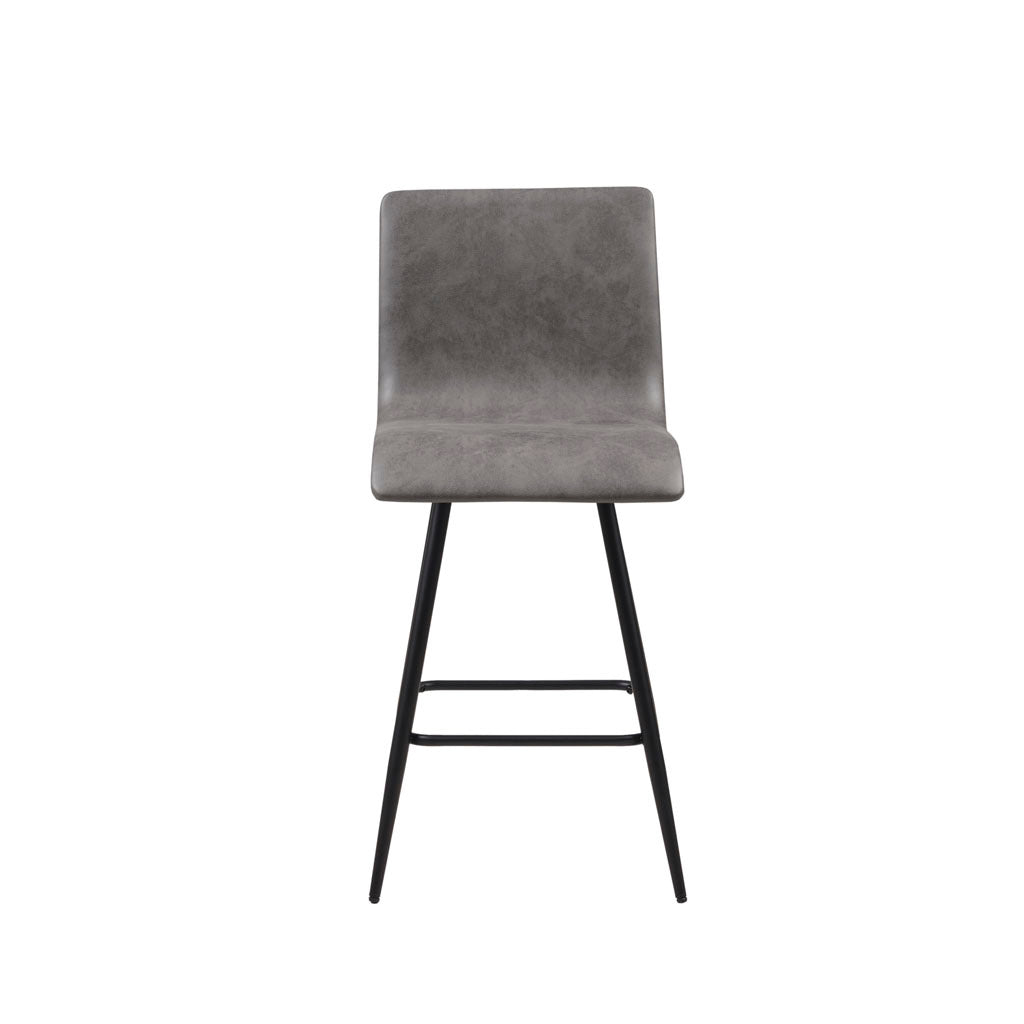 Faux Leather Swivel Counter Stool Grey Polyester