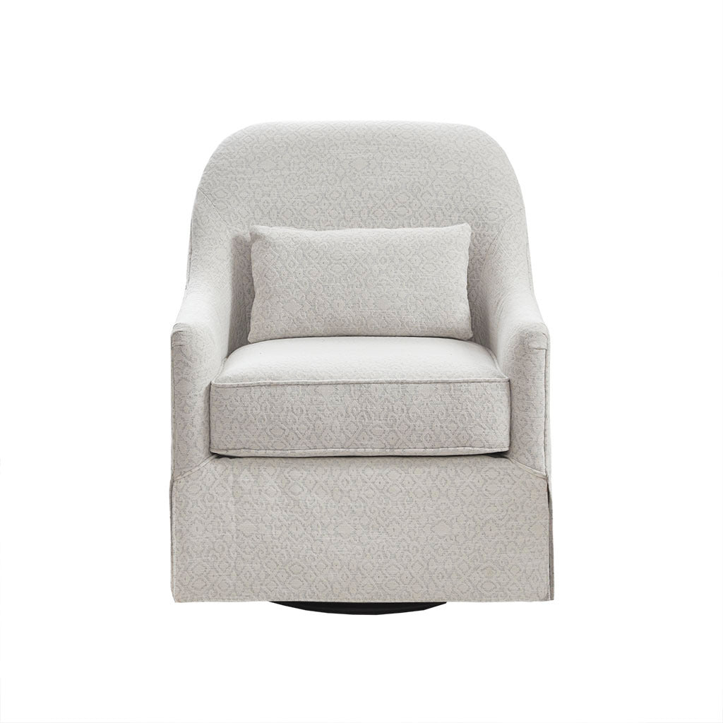 Theo Swivel Glider Chair Ivory Solid Wood