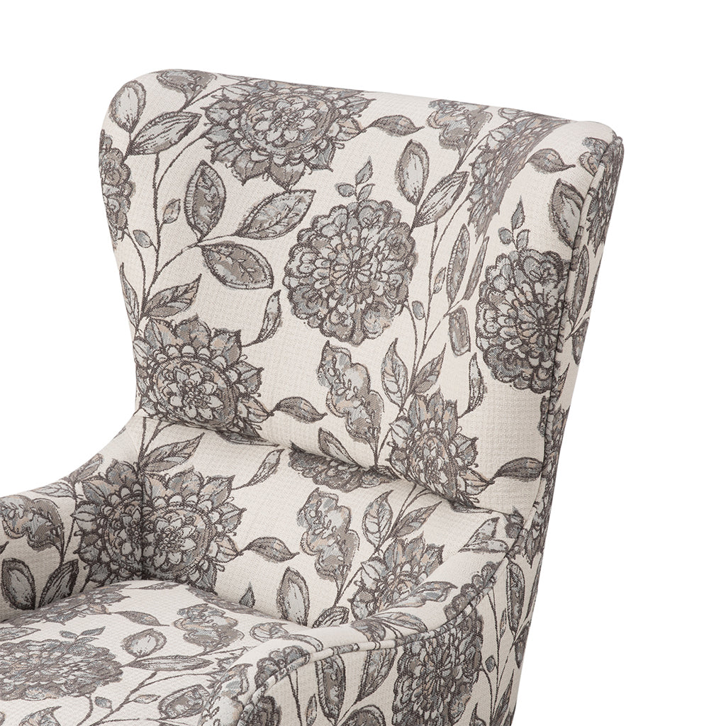 Arianna Swoop Wing Chair Multicolor Solid Wood