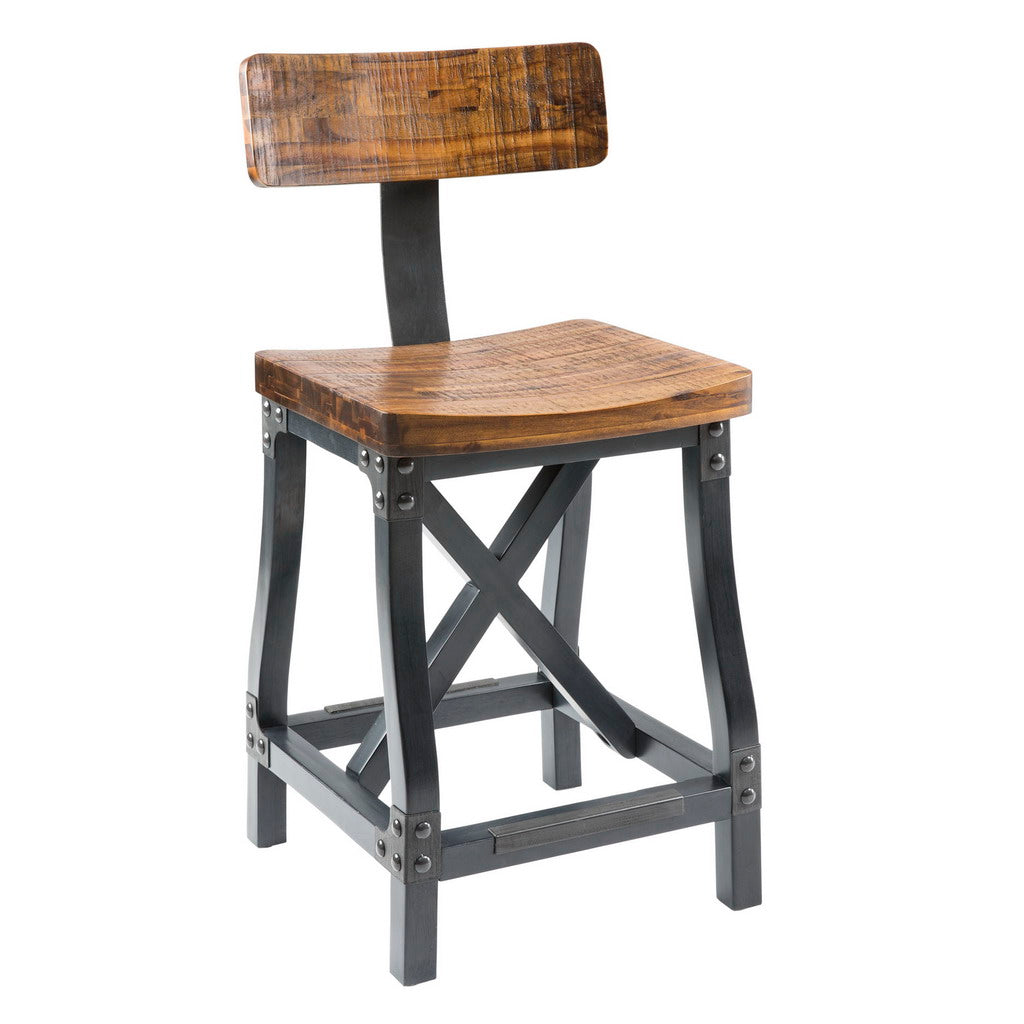 Counter Stool With Back Amber Wood