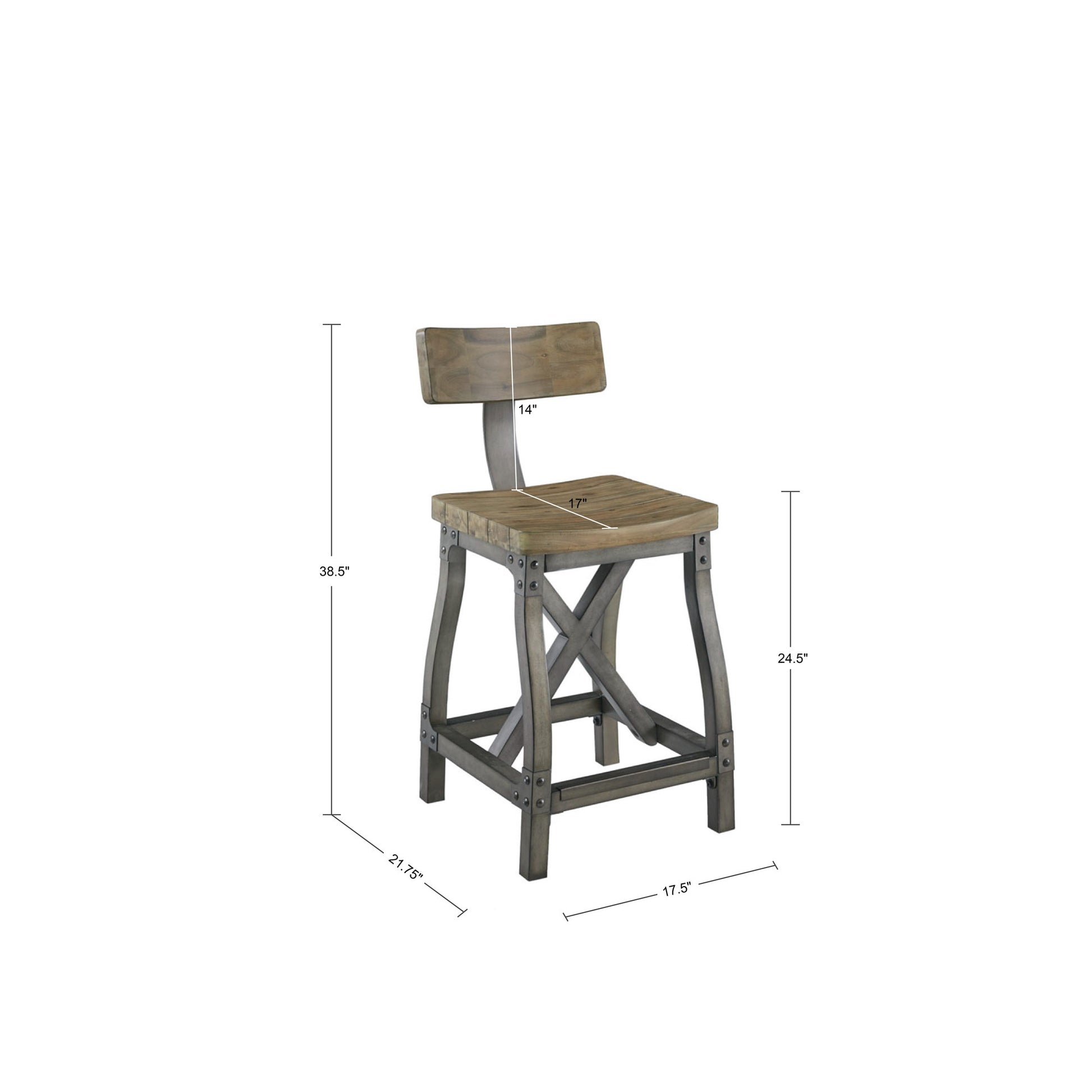 Counter Stool With Back Oak Silver Wood