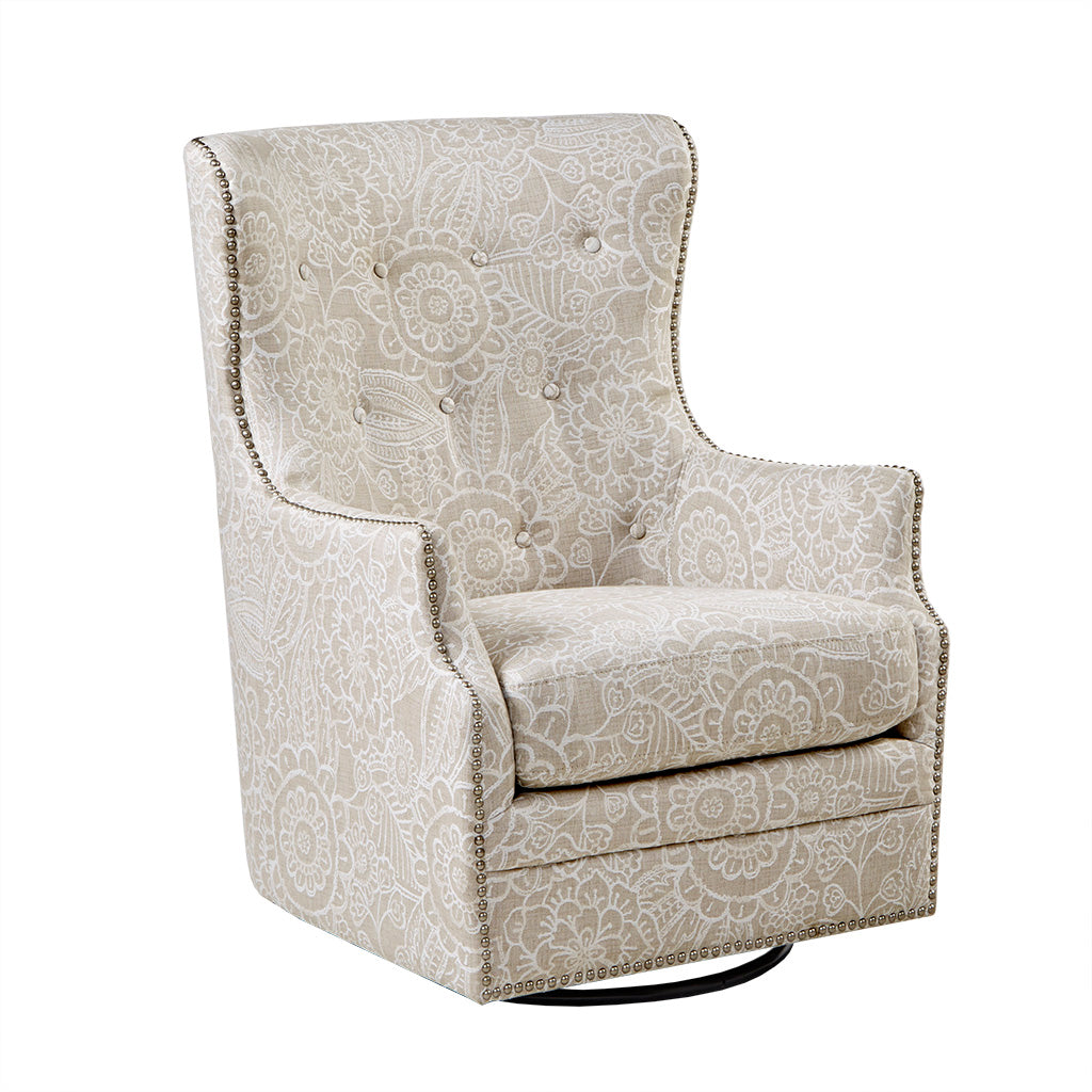 Ella Swivel Glider Chair Cream Solid Wood