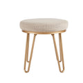 Beverly Round Stool Beige Gold Polyester