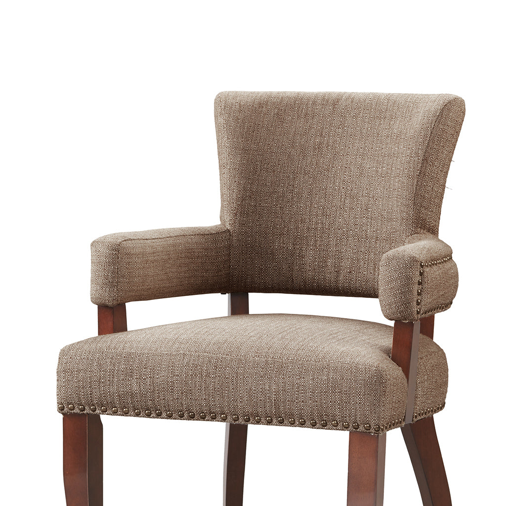 Arm Dining Chair Brown Polyester