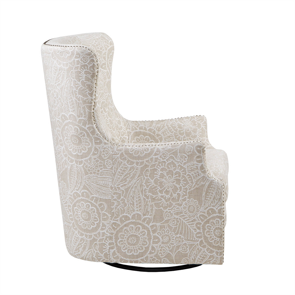 Ella Swivel Glider Chair Cream Solid Wood