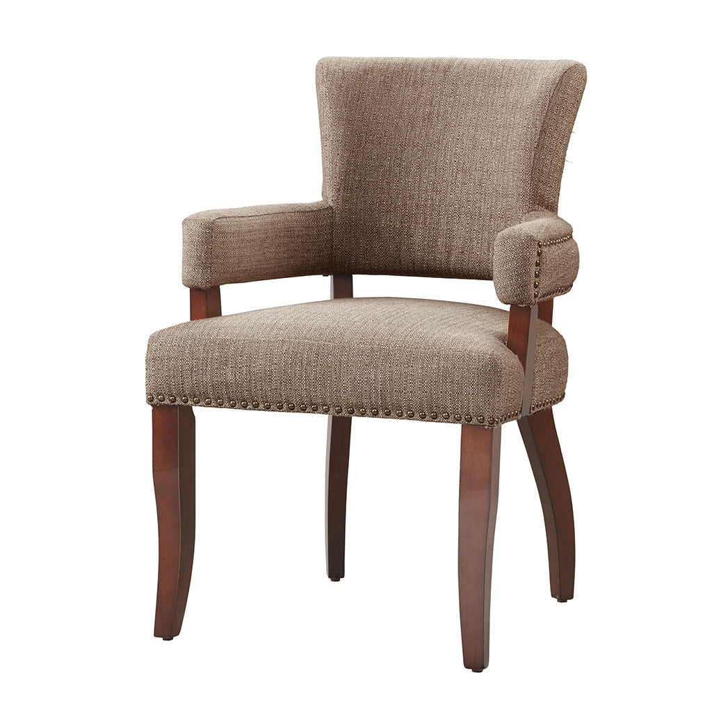 Arm Dining Chair Brown Polyester