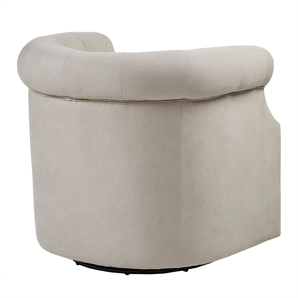 Owen Swivel Chair Beige Solid Wood