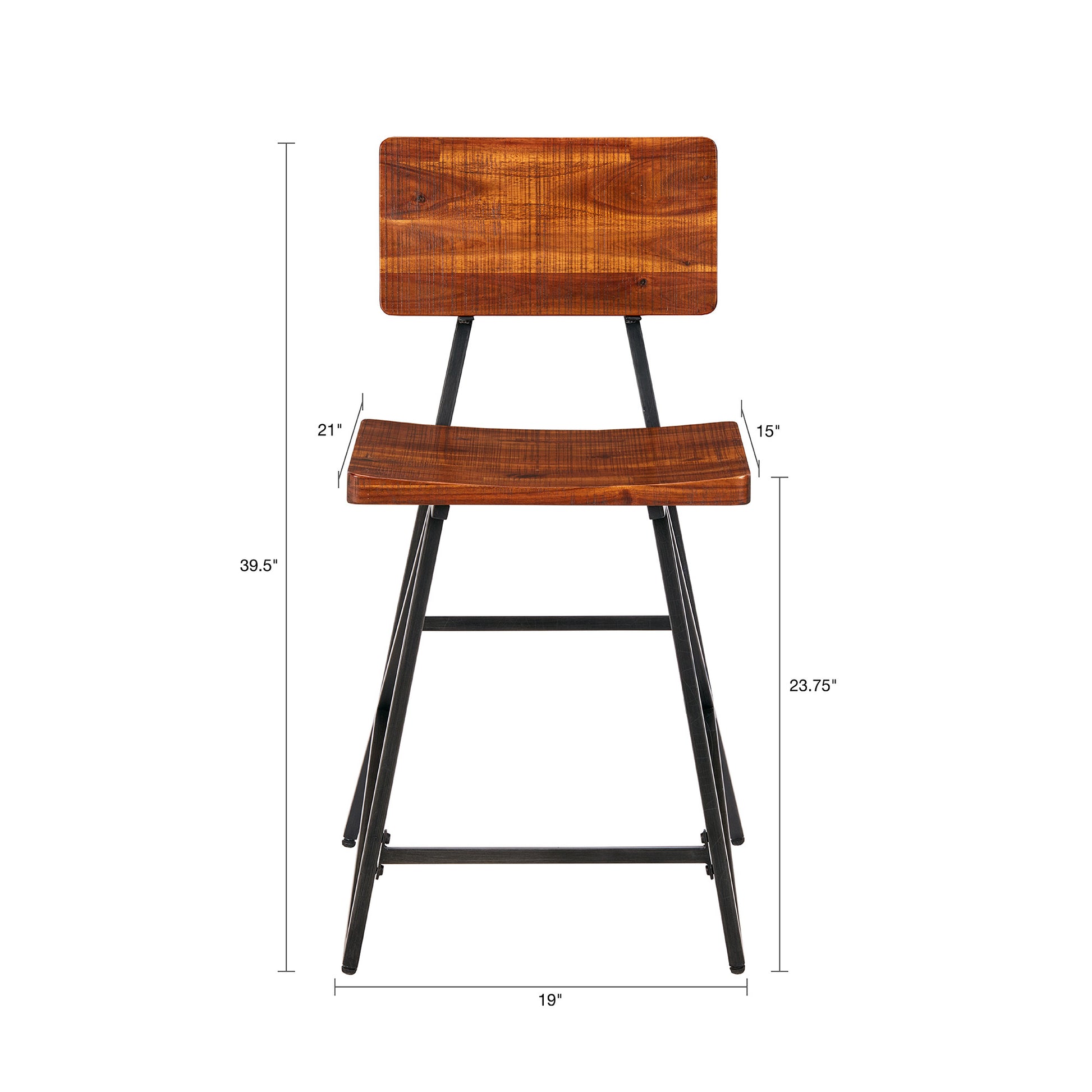 Trestle Counter Stool Reclaimed Brown Gun Metal Wood