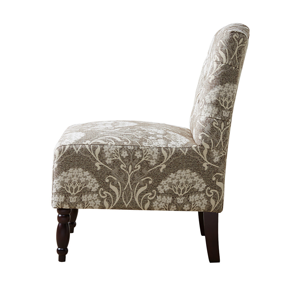 Tufted Armless Chair Taupe Polyester