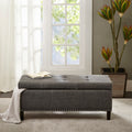 Tufted Top Soft Close Storage Bench Charcoal Polyester