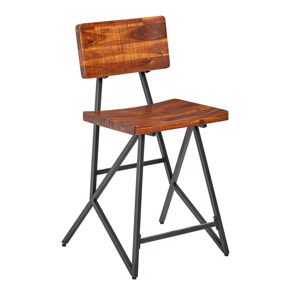 Trestle Counter Stool Reclaimed Brown Gun Metal Wood