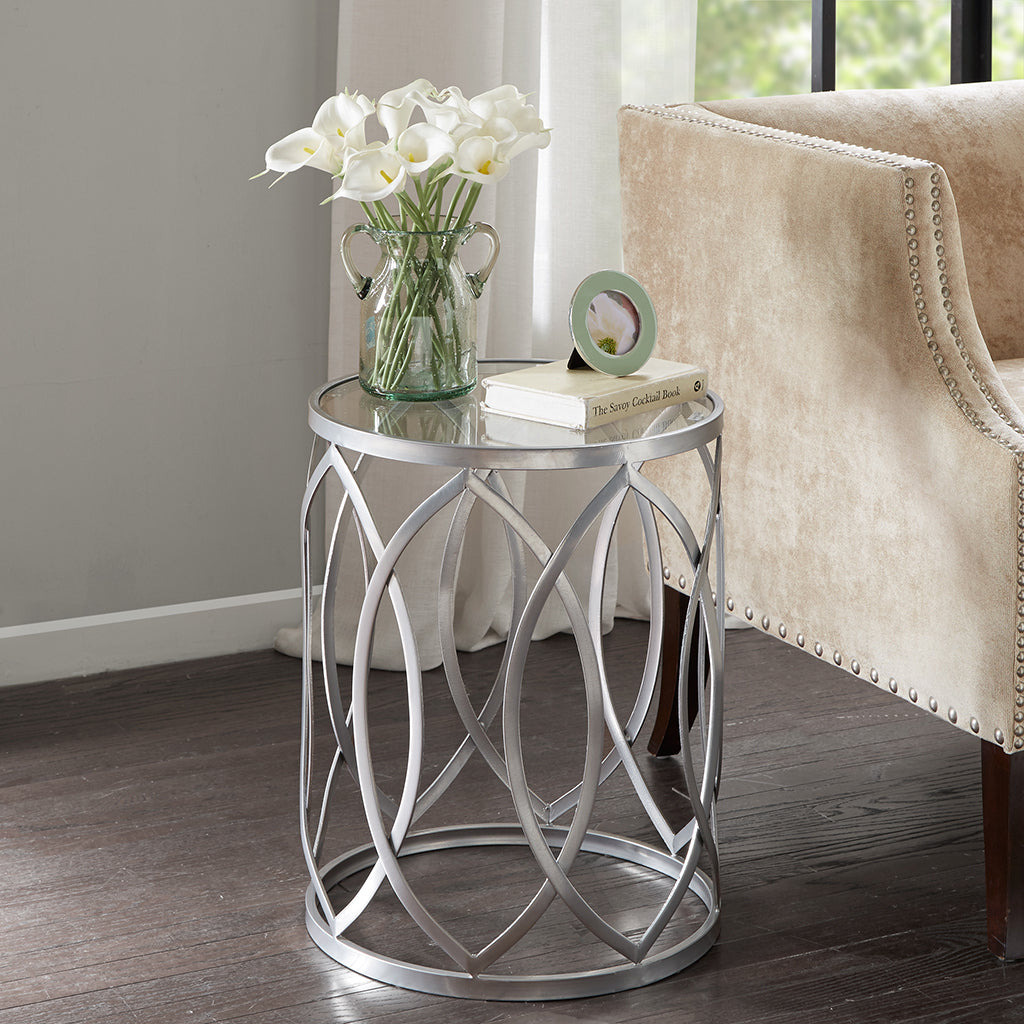 Arlo Metal Eyelet Accent Table Grey Metal