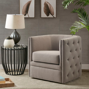 Capstone Swivel Taupe Solid Wood