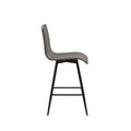 Faux Leather Swivel Counter Stool Grey Polyester