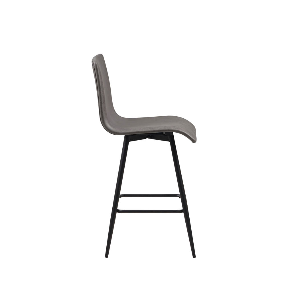 Faux Leather Swivel Counter Stool Grey Polyester