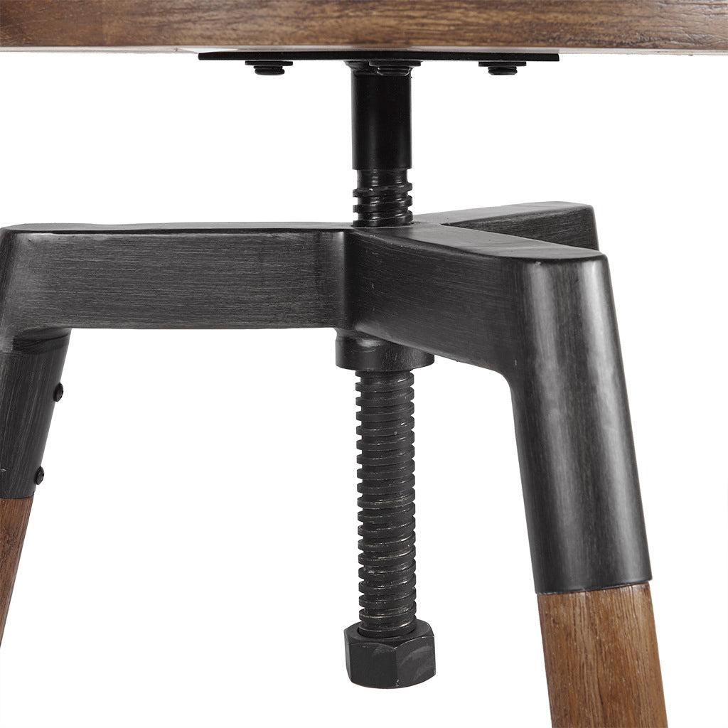 Counter Stool Barstool Adjustable Height Brown Wood