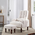 Redde Boo Brand Modern Design Living Room Cream White Recliner Soft Cozy Sofa Chair With Ottoman Cream White Foam Fabric