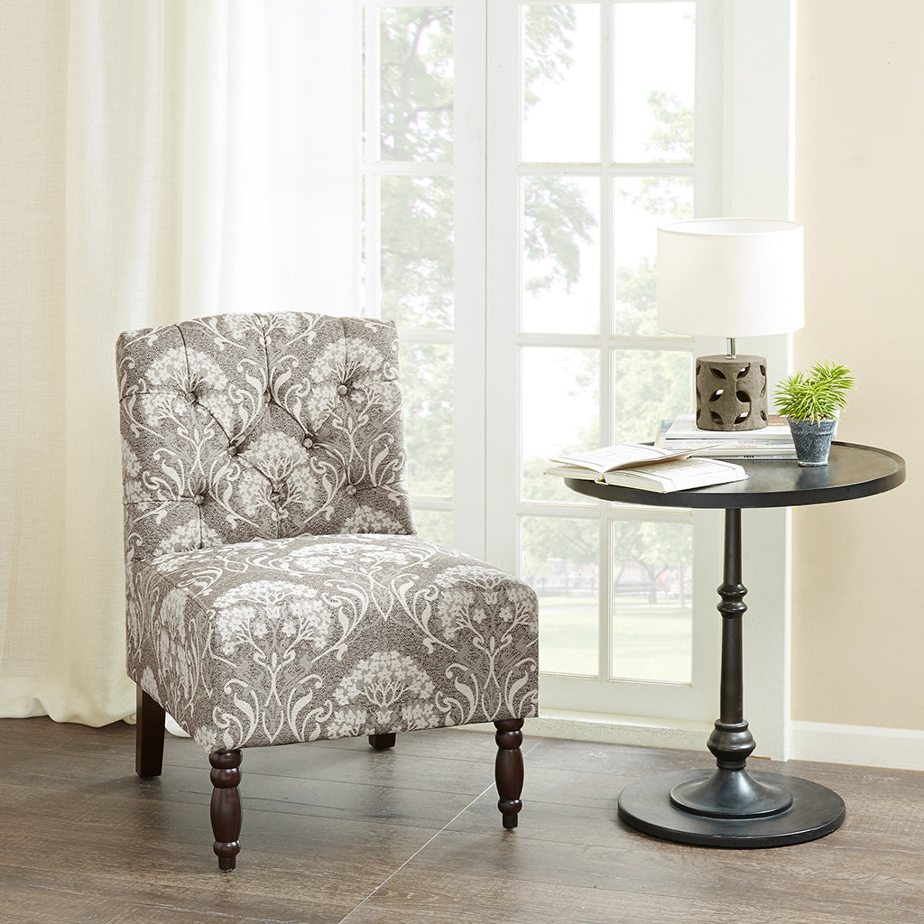 Tufted Armless Chair Taupe Polyester