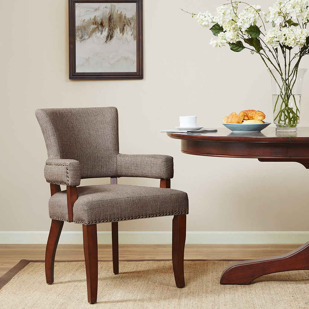 Arm Dining Chair Brown Polyester