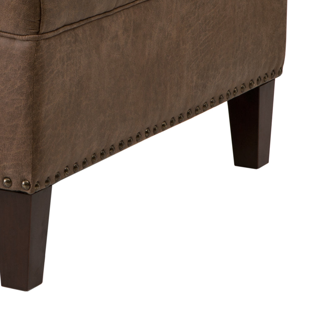 Tufted Square Cocktail Ottoman Brown Wood