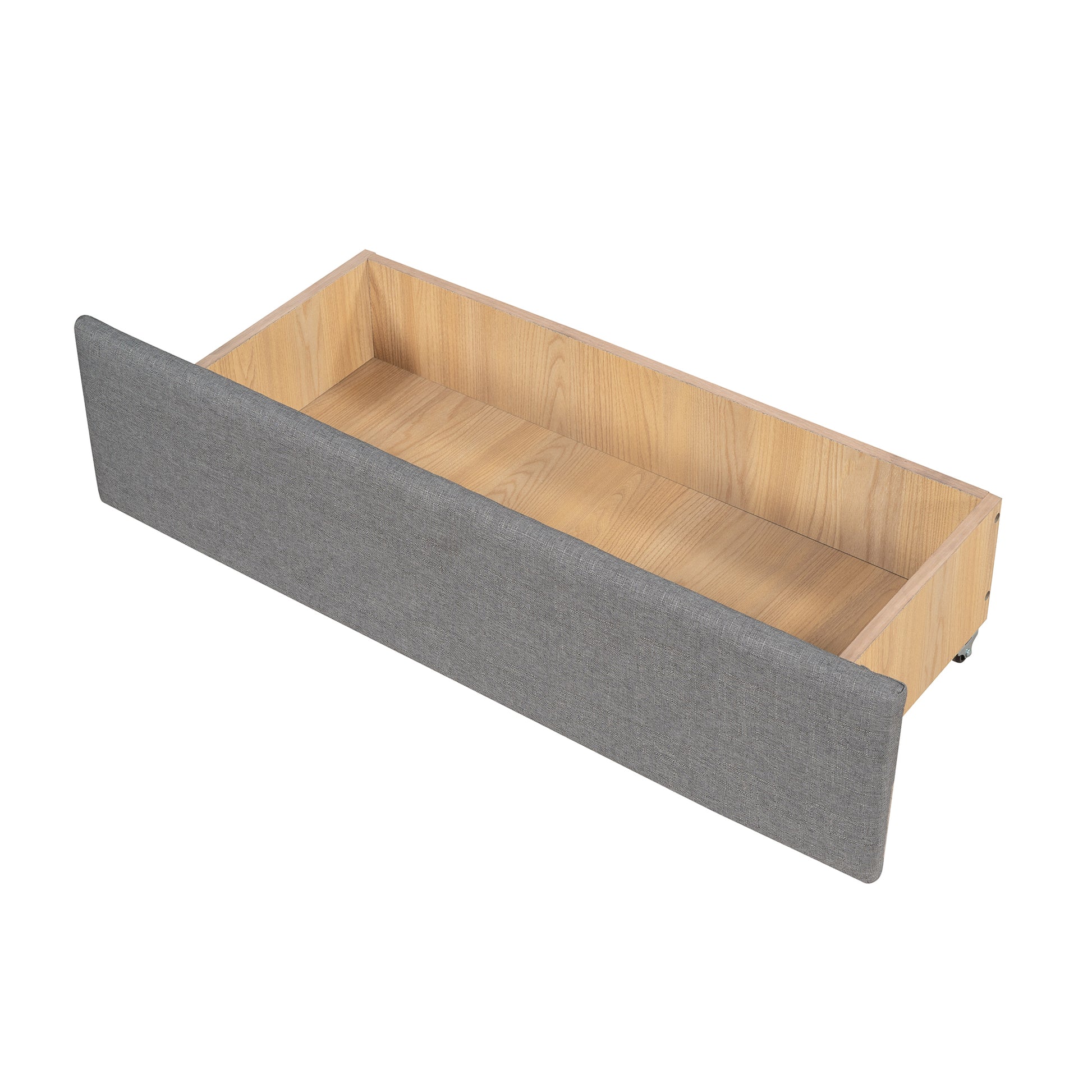 Upholstered Daybed With Two Drawers, Wood Slat Support, Gray, Full Size Old Sku :Lp001111Aae Gray Solid Wood