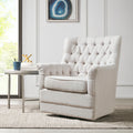 Mathis Swivel Glider Chair Beige Solid Wood