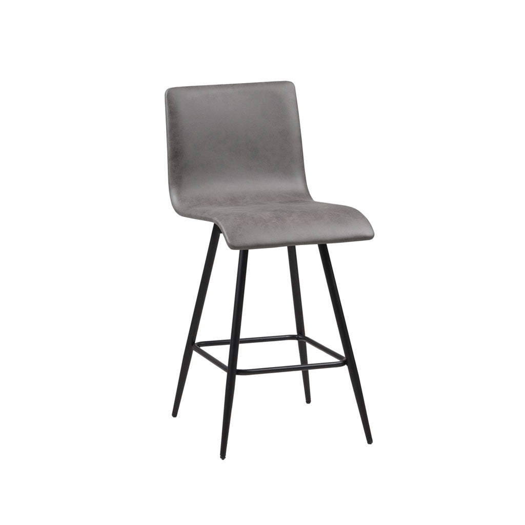 Faux Leather Swivel Counter Stool Grey Polyester