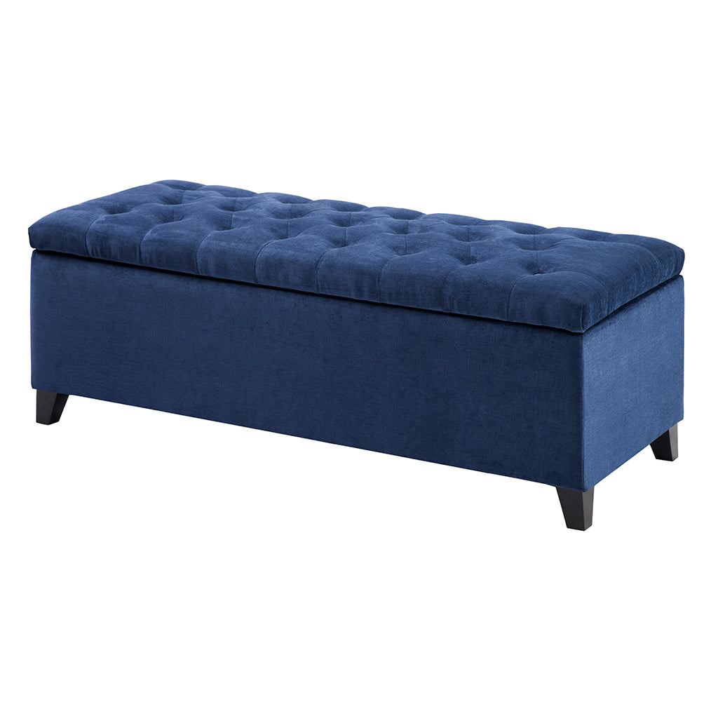 Tufted Top Soft Close Storage Bench navy-polyester