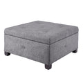 Soft Close Storage Ottoman Charcoal Polyester