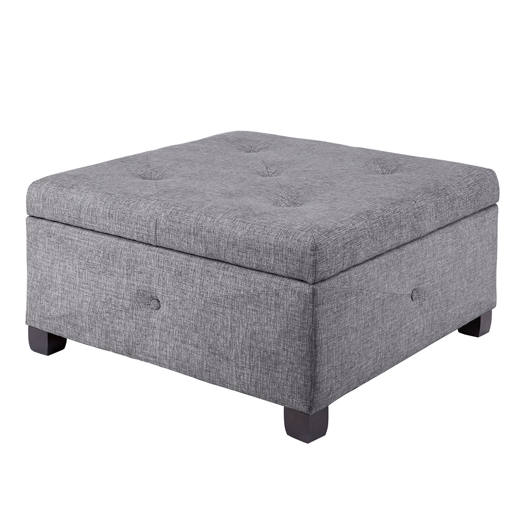 Soft Close Storage Ottoman Charcoal Polyester