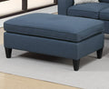 Reversible 3Pc Sectional Sofa Set Navy Tufted Polyfiber Wood Legs Chaise Sofa Ottoman Pillows Cushion Couch Navy Wood Primary Living Space Cushion Back Contemporary,Modern L Shaped Pine Square Arms Fabric 4 Seat